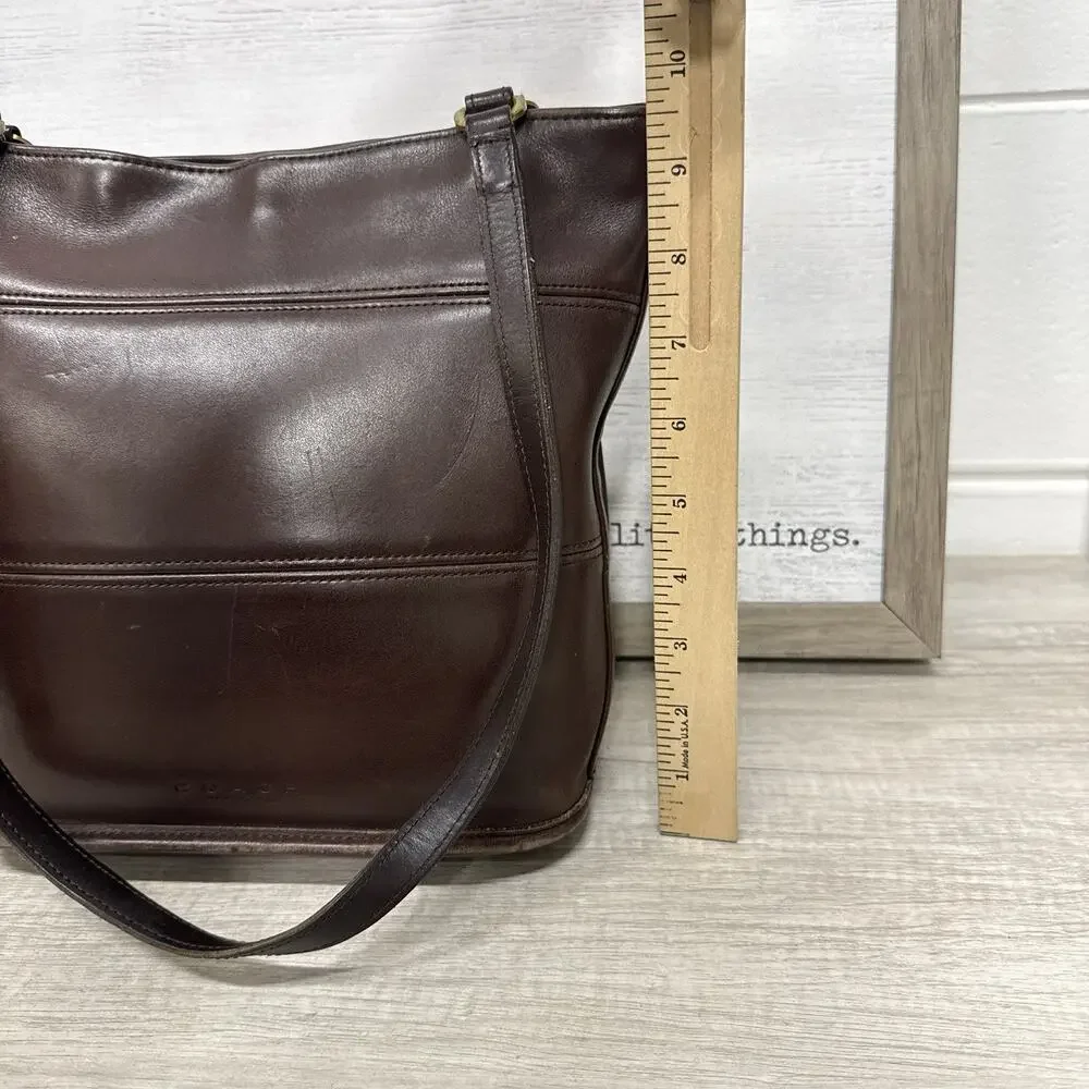 Vintage COACH Tribeca 9098 Brown Leather Tote USA Hangtag Shoulder Bag